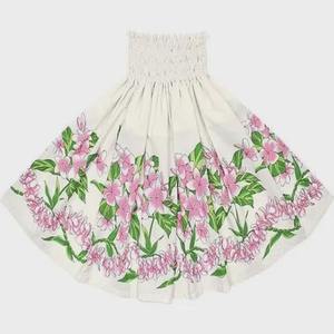 Nouvelle jupe polynésienne à imprimé floral brodé, légère, 100 % coton, taille froncée, élégante, pour l'automne et la plage - Product Image 5