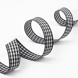 ริบบิ้นผ้ากรอสเกรนลายตารางหมากรุกสีดำขาวขนาด 15 มม. จากนีลกามาล อินดัสทรีส์ ขายส่งสำหรับงานแพ็คเกจจิ้ง งานเย็บผ้า และทำโบว์ - Product Image 1