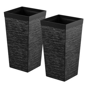 Ensemble de 2 grands bacs à plantes de 23 pouces pour plantes d'intérieur et d'extérieur, pots de fleurs modernes en plastique - Product Image 1