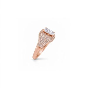 Rose <b>Gold</b> <b>Cocktail</b> <b>Ring</b> With Asscher Cut Diamond Pyramid Luxury Women Engagement <b>Ring</b> - Product Image 2