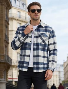Men's <b>Flannel</b> Shirt Long Sleeve Button Down Plaid Shirts Lightweight Casual Stylish Shirt <b>Jacket</b> with Pockets - Product Image 2