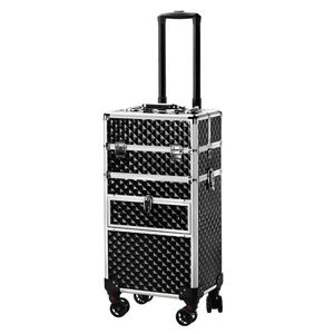 Cassetto Piatto Sinistro 2-in-1 con Ruote Universali Staccabili, Guide Frontali in Alluminio con Motivo a Diamante, Borsa e Valigetta Cosmetica Nera - Product Image 3