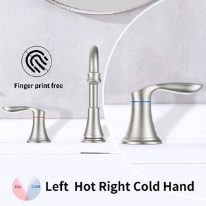 Rubinetto per lavabo bagno a 2 maniglie, 8 pollici, in nichel spazzolato, con beccuccio girevole a 360 gradi, a 3 fori, per lavabo da appoggio - Product Image 3
