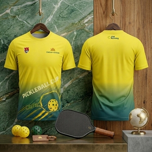 เสื้อปิ๊กเกิลบอลเวียดนามแอร์ไลน์พิมพ์ลายระบายความชื้นได้ดี ชุดกีฬาโพลีเอสเตอร์แขนสั้นสำหรับทั้งชายและหญิง - Product Image 2