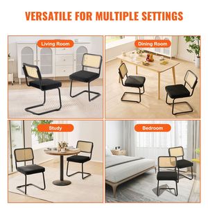 Set di 2 Sedie da Pranzo Moderne Stile Mid-Century, Imbottite in Velluto con Schienale in Rattan, Funzione Girevole Retrò - Product Image 3