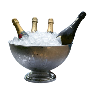 High Quality Stainless Steel Wine Cooler Bowl Round Silver Polished Champagne Bucket Beverage Tub For Home And <b>Parties</b> - Product Image 1