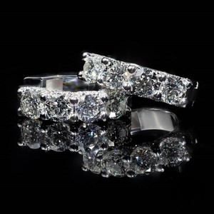 925 Silver Moissanite Huggie Hoop Earrings Round Brilliant Claw Set Unisex Jewelry for Party Wedding <b>Gift</b> - Product Image 2