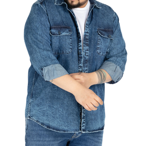 เสื้อเชิ้ตเดนิมผู้ชายไซส์ใหญ่ ผ้าเนื้อนุ่มสบาย รับผลิตตามแบบ มีตัวอย่างฟรี คุณภาพดีที่สุด - Product Image 4