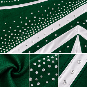 WARPRO Cheerleading Uniform Set Green White <b>Rhinestone</b> Sublimation Print Long Sleeve <b>Crop</b> <b>Top</b> Skirt Adult Women - Product Image 4