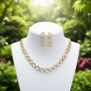 Fashion Jewelry Set-round Pattern American Diamond Embellished Necklace - Product Image 3