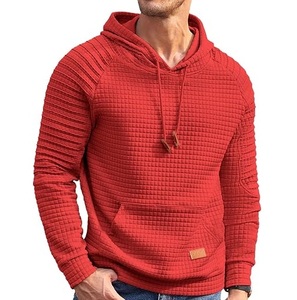 Sweat à capuche thermique en tricot gaufré rose uni de qualité supérieure pour homme, coupe oversize, respirant, idéal pour l'hiver - Product Image 2