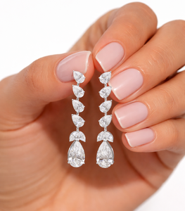 Fabricante de Joyería Fina, Pendientes de Diamantes Creados en Laboratorio, Oro Sólido de 18K, Diamantes en Forma de Pera y Marquesa, Joyería Nupcial para Bodas - Product Image 4