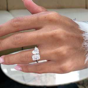 Toi Moi Moissanite 3CT Radiant & Heart Cut Diamond Two Stone <b>Ring</b> Original 925 Silver <b>Fine</b> Modern Gift Jewelry For Engagement - Product Image 3