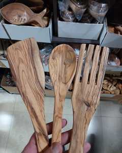 Ensemble de couverts de cuisine en bois à long manche plaqué or rose, design moderne, fourni par l'usine, cuillère de cuisine en bois naturel écologique - Product Image 6
