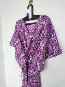 Robe kaftan indienne en coton faite à la main, paréo de plage, robe de festival, robe de chambre bohème, caftan d'été pour femmes - Product Image 2