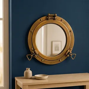 Vintage Nautical <b>Porthole</b> <b>Mirror</b> Antique Brass Finish Wall <b>Mirror</b> for Home Office Bathroom Living Room Coastal Marine Decor - Product Image 6