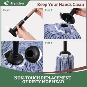 Mop Industriali Resistenti per Uso Domestico, con 2 Testine in Cotone Riutilizzabili Senza Contatto e 4 Tamponi Abrasivi - Product Image 3