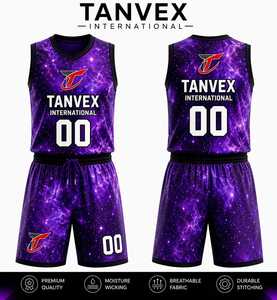 Ensemble d'uniformes de basketball pour hommes, respirant, confortable, 100% polyester, respectueux de l'environnement, sans manches, col en V, taille personnalisée, professionnel - Product Image 4