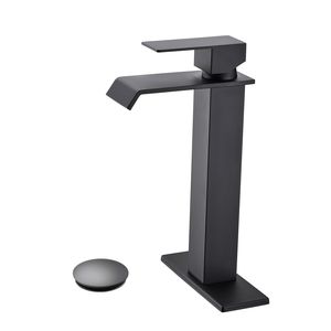 Rubinetto per Lavabo Bagno Monocomando con Cascata e Scarico a Scomparsa Senza Troppopieno - Product Image 1