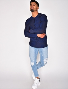 Camisa Casual de Punto para Hombre, Azul, Manga Corta, Estampado por Sublimación, Secado Rápido, 100% Algodón, Doble Botonadura, 100 Gramos, Ropa de Verano - Product Image 5