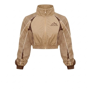 Women's Multi <b>Colour</b> Windbreaker Jacket Shorts <b>Set</b> Full Sleeve Knitted Polyester Stand Custom Logo Activewear Breathable - Product Image 1
