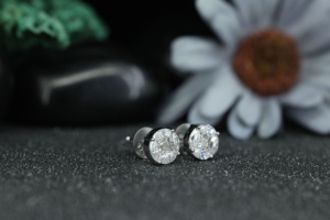 Round Cluster Moissanite Stud <b>Earrings</b> 925 Sterling Silver | Diamond Look Screw <b>Back</b> <b>Earrings</b> for Women - Product Image 2