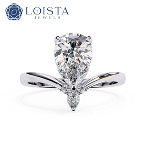 Bague de fiançailles solitaire en or jaune Dalianna 10K 14K 18K avec diamant fantaisie de forme poire cultivé en laboratoire certifié IGI - Product Image 1