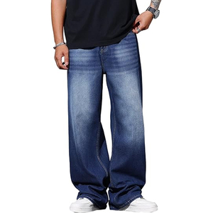 Jeans en denim décontractés pour hommes, coupe large, style urbain, pantalon ample vintage, vêtements streetwear - Product Image 1