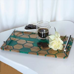 Modern Resin And Wooden <b>Tray</b> For Luxury Home Serving Purpose And Artistic Interior Decoration Accessories - Product Image 1