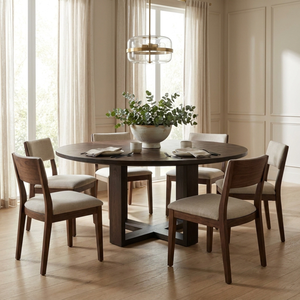 Modern Round Dining <b>Table</b> with Solid <b>Wood</b> <b>Top</b> and Metal Legs, Stylish Dining Room Furniture for Home, Apartment and Office - Product Image 2