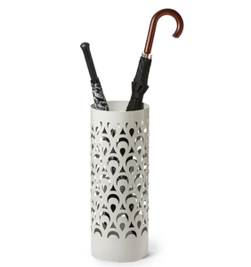Porte-parapluie rond en métal blanc avec motif découpé au laser, autoportant, décoration d'intérieur, capacité unilatérale - Product Image 1