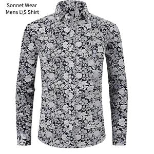 เสื้อเชิ้ตแขนยาวพิมพ์ลายกราฟิกสำหรับผู้ชายทรงเข้ารูป - Product Image 4