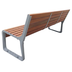 Banco de jardín moderno de madera para exteriores, muy vendido, con respaldo de listones horizontales y patas metálicas circulares. - Product Image 2