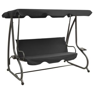 Panca a dondolo in tessuto PVC antracite con telaio in acciaio verniciato a polvere per patio - Product Image 1