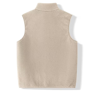 Men's Casual Sherpa Fleece Vest Turn-Down Collar Full Zipper One Pocket <b>Lightweight</b> Sleeveless Outerwear Windproof Hiking <b>Gilets</b> - Product Image 2