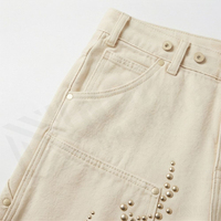 Shorts en jean bleu personnalisés unisexe, motif étoile en strass lourd, orné de diamants, shorts scintillants pour hommes, taille haute