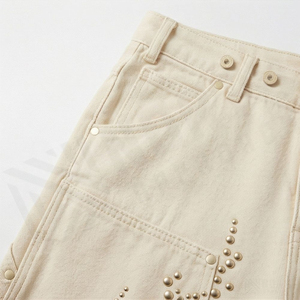 Shorts de Mezclilla Azules Personalizados Unisex con Pedrería, Diseño de Estrellas y Diamantes Brillantes, Cintura Alta para Hombre - Product Image 5