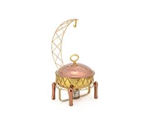 Calentador de Buffet de Lujo de Acero Inoxidable con Forma de Luna Creciente, Tapa de Cobre, Bañado en Cobre, 33cm de Diámetro, para Hostelería y Catering - Product Image 2