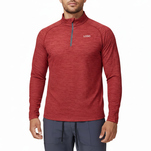 Men Slim Fit Solid Quarter Zip Long Sleeve <b>Compression</b> Muscle T-<b>shirt</b> Quick Dry Stand Collar Active Running Top Soft Workout Gym - Product Image 3