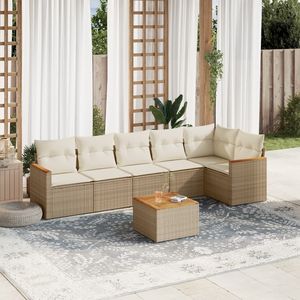 Set Divano da Giardino in Rattan Beige con Cuscini in Schiuma ad Alta Densità, Arredamento da Esterno dal Design Contemporaneo, Resistente ai Raggi UV in PE - Product Image 3