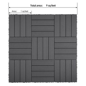 Set di 9 Piastrelle Incastrabili in Legno e Plastica Riciclabile per Pavimenti, 23,4 lb, 30,5 x 30,5 cm, Impermeabili per Uso Interno ed Esterno - Product Image 1
