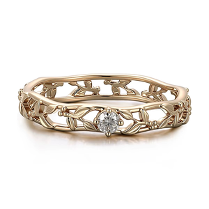 แหวนทองคำแท้ 14K ประดับเพชรทรงกลมขนาด 3 มม. ดีไซน์ทันสมัย เหมาะสำหรับเป็นของขวัญวันเกิดสำหรับผู้หญิง - Product Image 2