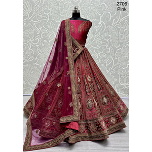 Collections de velours de vêtements de mariée indiens pour la mariée avec le travail de Zarkhan par Fabzone - Product Image 6