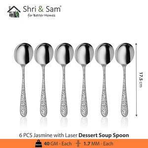 JAGDAMBA CUTLERY LIMITED Jasmine Laser Cutlery Cuillère à café en acier inoxydable 6 pièces - Product Image 5