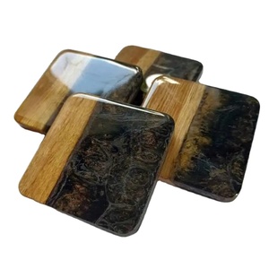 แผ่นรองแก้วไม้เรซิ่นทรงสี่เหลี่ยม งานแฮนด์เมด ทนทาน ตกแต่งโต๊ะบ้าน - Product Image 3