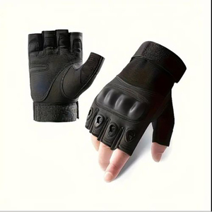 Mens <b>Half</b> Finger PU Leather Fitness Gloves Non <b>Slip</b> Adjustable Wrist Strap Gym Weight Lifting Training Workout Grip Gloves strap - Product Image 1