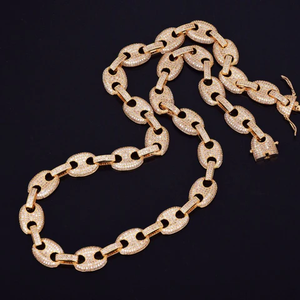 Cadena Cubana Iced Out de 20MM con Moissanita, Collar Hip Hop con Eslabones G, Chapado en Oro y Rodio, Personalizado para Fiesta de Compromiso Masculina - Product Image 5