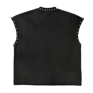 เสื้อกล้ามพิมพ์ลายกราฟิกประดับเพชรเทียม ผ้าเจอร์ซีย์คอตตอน 100% แห้งเร็ว ไม่มีแขน ทรงทันสมัย ยูนิเซ็กซ์ รับผลิตตามแบบ (OEM) ขายส่ง - Product Image 2