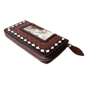 Vintage Western Style Women's Handcrafted Genuine Leather Bifold <b>Wallet</b> <b>Clutch</b> Set RFID Protection Polyester Fashionable - Product Image 3