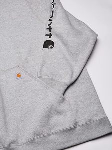 Sudadera con Capucha para Hombre, Corte Regular, Color Gris Sólido, Logotipo en el Bolsillo de la Manga, Ropa Casual de Otoño - Product Image 3
